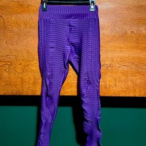 Purple Ribbed Leggings